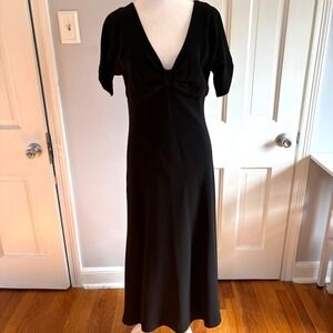 Jones New York Dress Sz 10 Black V-Neck Midi Cocktail Dress Lined NYE Party